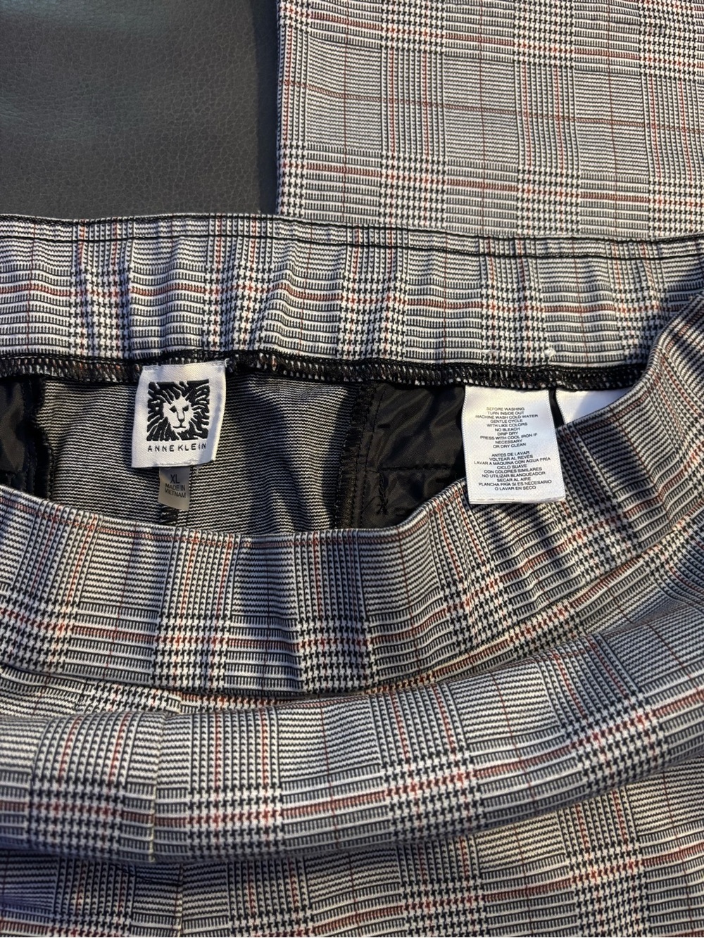 Anne Klein Glen Plaid Pants with Red Pinstripe